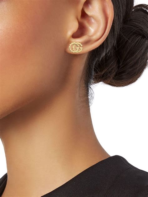 gucci gg running yellow gold stud earrings|Gucci orecchini earrings.